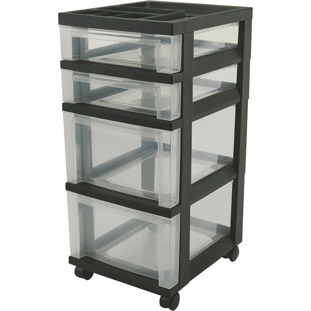 IRS116827 - Mini Chest offers a modular, durable design perfect for everyday storage in the office or home. Organizer tray on top allows easy access. Removable casters provide easy mobility. Clear plastic trays give you a clear view of the contents. More from the Manufacturer