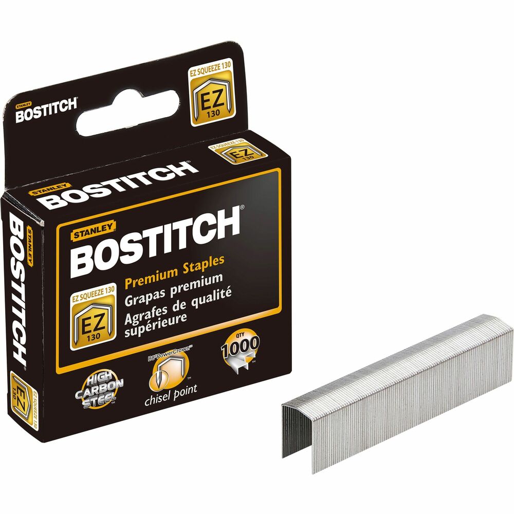BOSSTCR130XHC - Engineered for impressive performance, these PowerCrown staples feature a unique crown at the top of the staple that flattens during stapling. Forced outward, the legs are better supported by the stapler magazine throughout the drive, resulting in more stapling force and reduced staple buckling. Staples are made from superior-quality, high carbon steel wire with finely sharpened chisel points for maximum sheet capacity. They are designed for use in the Bostitch EZ Squeeze 130 Stapler (B8130). More from the Manufacturer