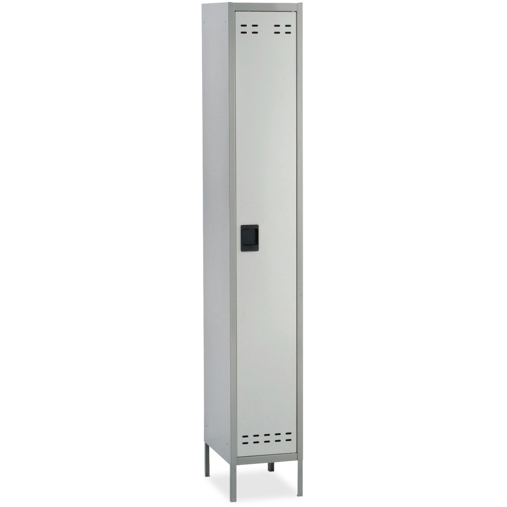 SAF5522GR - Single-tier, two-tone locker features legs, ventilation slits, and a strong, one-piece design with heavy-gauge, all-steel construction. Use as a stand-alone or link with other lockers. Recessed handle with padlock provision has no protruding parts.