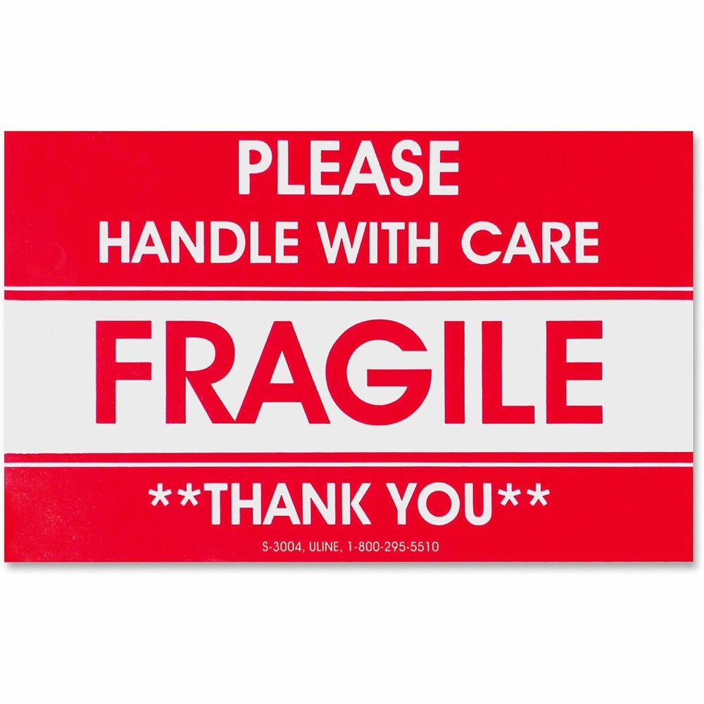 TCO10951 - Shipping labels are preprinted with the message, "Fragile/Please Handle with Care/Thank You," to alert mail handlers. High-quality, peel-and-stick, pressure-sensitive labels on a roll are easily dispensed.