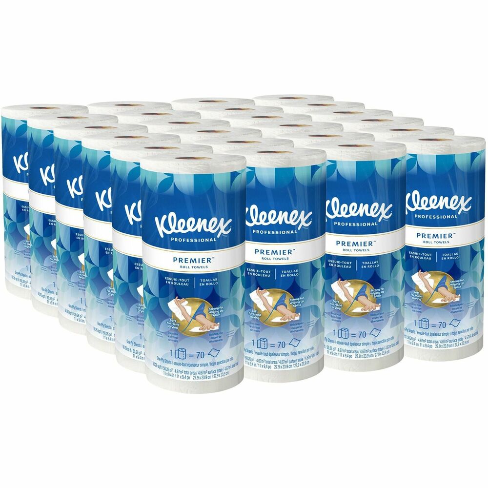 KCC13964CT - Kleenex Premiere Kitchen Paper Towels deliver a premium, cloth-like feel and a strong construction that works work well for scrubbing and wiping up spills. Even though these premium kitchen towels are tough on cleaning tasks, the cloth-like material is soft on your skin. Each one-ply sheet (10-2/5" x 11") is designed for tear-resistance, absorbency and durability. Each perforated roll includes 70 sheets. They're soft enough to use at home or for a home business, but strong enough for commercial uses.