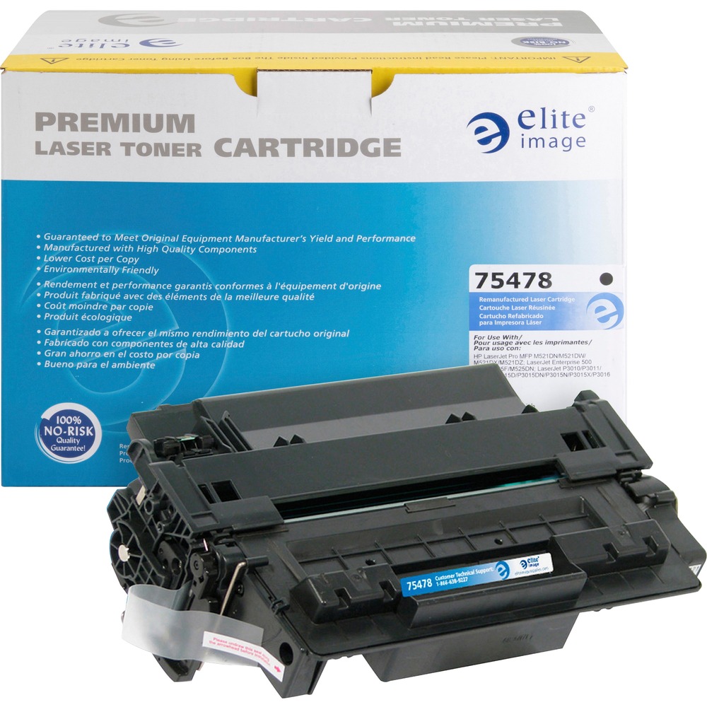 ELI75478 - Premium, remanufactured toner cartridge is designed for use with Hewlett-Packard LaserJet Printers M521dn MFP, M525dn MFP, M525f MFP, M525c MFP, P3015d, P3015n, P3015dn and P3015x. Cartridge yields approximately 6,000 pages. Elite Image is ISO certified. More from the Manufacturer