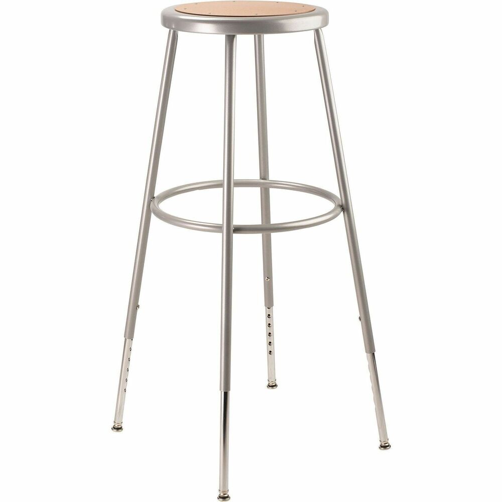 NPS6230H - 6200 Series heavy-duty stools offer stable seating for hands-on educational settings like art rooms, science labs, home economics or shop classrooms. Reliable, durable construction features 18-gauge, steel-tubing frames welded to a 14" diameter seat pan. Round Masonite seats will not warp, chip or crack and provide years of dependable use. Footrest rings securely bond to each leg with four spotwell contact points. Height-adjustable legs extend from 30.5" to 38.5".   