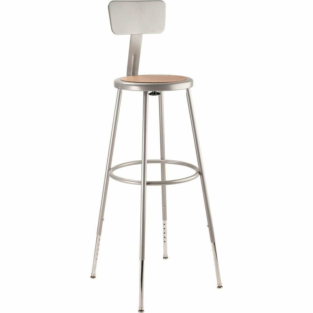 NPS6230HB - 6200 Series heavy-duty stools offer stable seating for hands-on educational settings like art rooms, science labs, home economics or shop classrooms. Reliable, durable construction features 18-gauge, steel-tubing frames welded to a 14" diameter seat pan. Round Masonite seats will not warp, chip or crack and provide years of dependable use. Footrest rings securely bond to each leg with four spotwell contact points. Height-adjustable legs extend from 30.5" to 38.5". Adjustable backrest can be moved 2" up/down and forward/back.   
