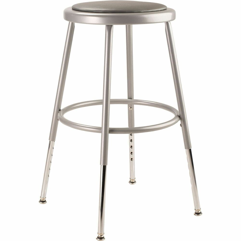 NPS6418H - The fortified construction and soft comfort of the 6400-10 Series Heavy-Duty Padded Stools are ideal for hands-on educational settings like art rooms, science labs, home economics or shop classrooms. Height-adjustable legs extend from 18.5"-26.5" in 1" increments. This reliable stool features a sturdy frame of 18-gauge steel tubing securely welded to a 14"-diameter seat pan. Riveted through the steel pan is 0.5"-thick grey vinyl cushioning that provides years of dependable use. The footrest ring is securely bonded to each leg with four spotwell contact points.   
