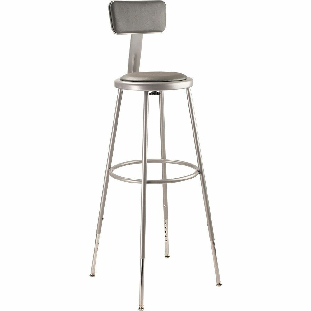 NPS6430HB - The fortified construction and soft comfort of the black 6400 Series Heavy-Duty Padded Stools with backrests are ideal for hands-on educational settings like art rooms, science labs, home economics or shop classrooms. These reliable stools feature a sturdy frame of 18-gauge steel tubing securely welded to a 14"-diameter seat pan. Riveted through the steel pan is 0.5"-thick grey vinyl cushioning that provides years of dependable use. The footrest ring is securely bonded to each leg with four spotwell contact points. Height-adjustable legs extend from 30.5"-38.5" in 1" increments and adjustable padded backrests can be moved 2" up/down and forward/back.   