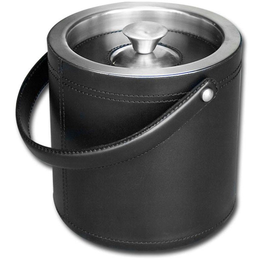 DACA1060 - Ice bucket with a 1.5-quart capacity features a stainless steel body and lid that wipes down easily for quick cleanings between each use. Convenient carry handle provides a simple way to transport ice with just a single hand. Top-grain leather material is incredibly strong and offers a luxurious look that's perfect for any professional environment.