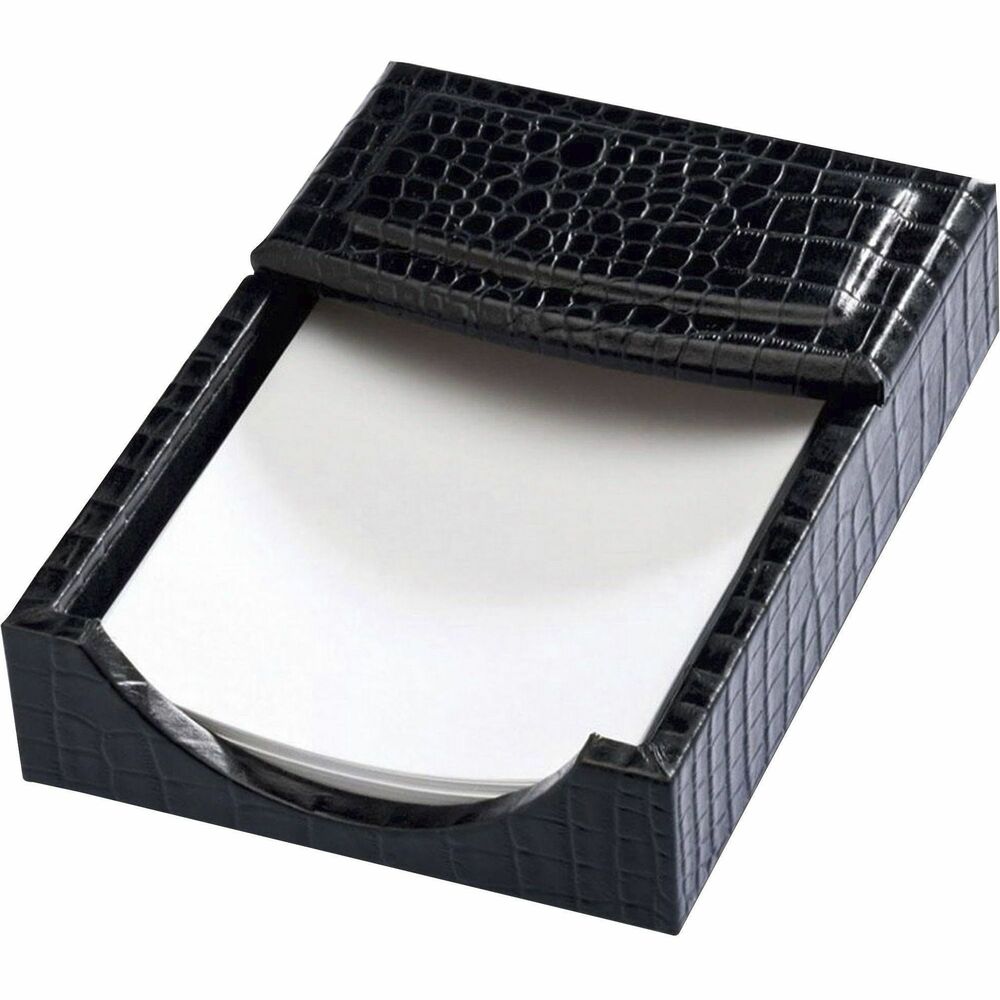 DACA2209 - Memo Holder features a crocodile embossed design to add a smart, sophisticated look to your desk. Soft velveteen protects surfaces from scuffs and scratches. Memo holder includes 100 sheets of 4" x 6" loose-leaf memo paper.