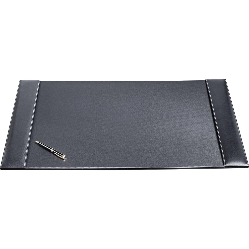 DACP1201 - Desk Pad features rails on each side and a smooth writing surface to provide a functional accessory that will instantly enhance your office. Clean, classic style works well with both contemporary and traditional decor. Top-grain leather adds professional style to any work space. The bottom is lined with soft velveteen to protect surfaces from scuffs and scratches. Desk pad accepts blotter paper.