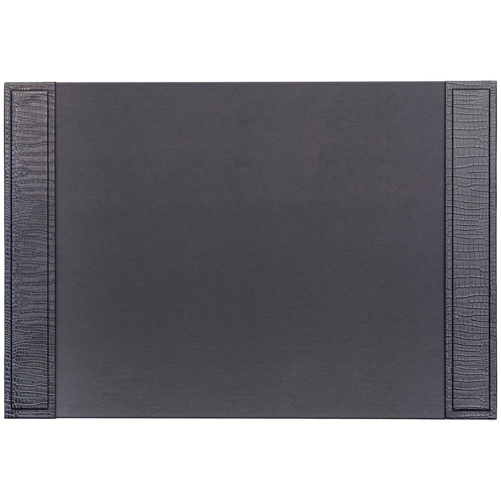 DACP2202 - Side-rail desk pad features a crocodile embossed cowhide exterior with a faux-leather writing surface to provide a stylish way to protect your desktop from scuffs and scratches. Its smooth velveteen lining on the bottom offers excellent protection where you need it most. Desk pad can be safely used with blotter paper.