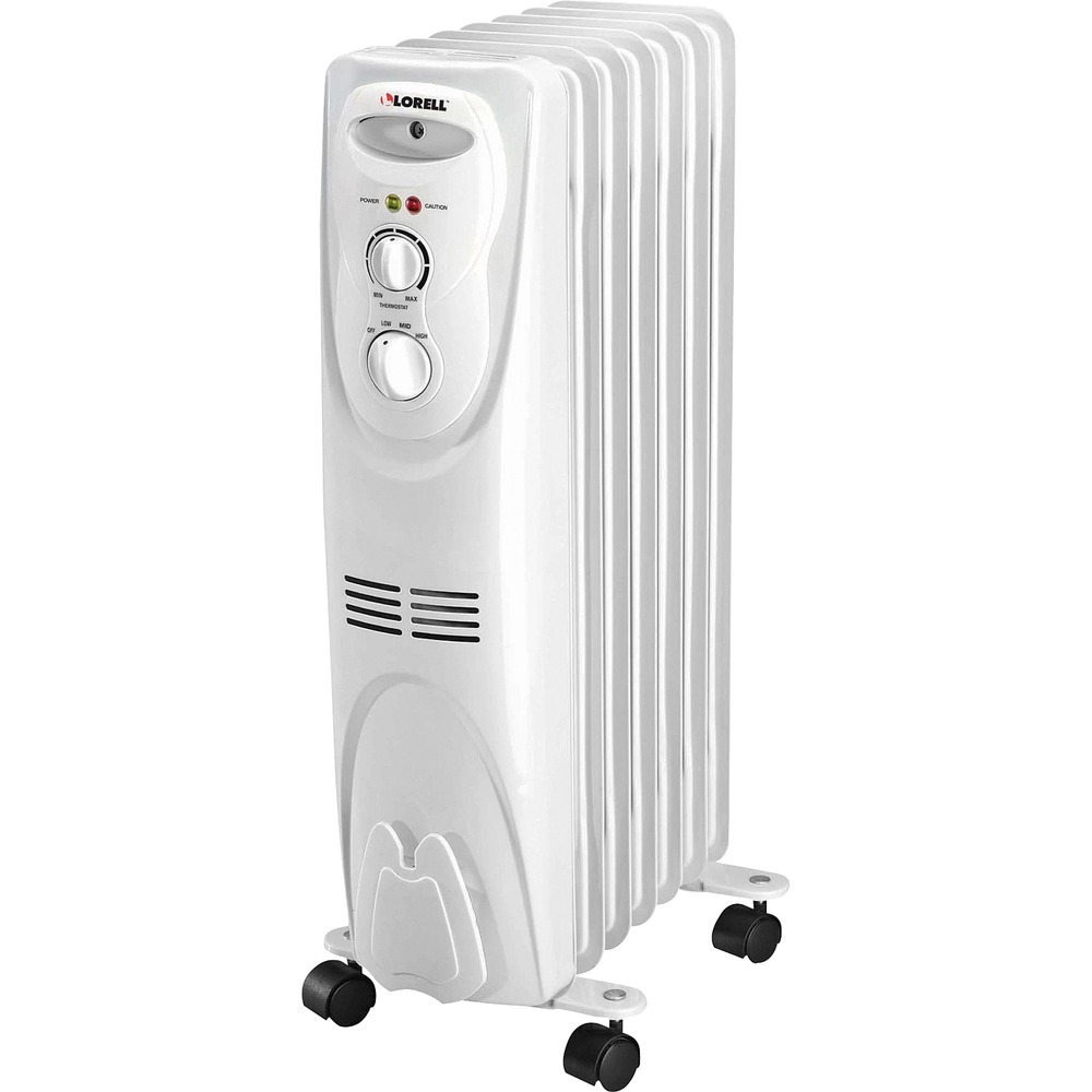 LLR29552 - Oil-filled heater offers three heat settings and an adjustable thermostat for a personalized, comfortable experience. Safety overheat protection helps prevent overheating. Tip-over protection helps prevent accidents if a tip occurs. 1500-watt heater is UL approved for safety standards. Convenient carrying handle and casters allow easy mobility.