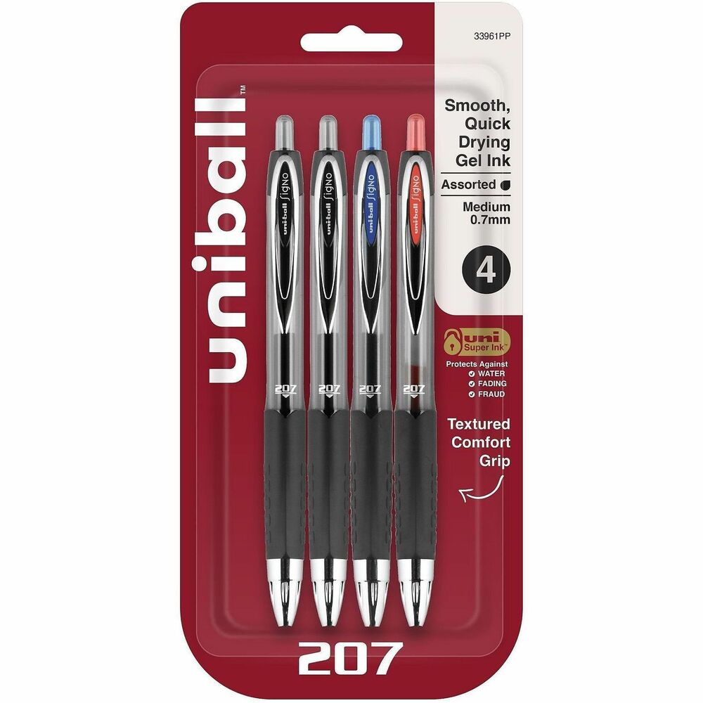 UBC33961PP - Stock your office, home or classroom with 207 Retractable Gel Pens. Stainless steel tip with a 0.7mm medium point resists bending and breaking. Even-flowing, pigment-based gel ink delivers a smooth writing experience for intense, vibrant lines, ensuring every mark is communicated. Medium point strikes the perfect balance between bold and detailed lines. Use retractable pens for everyday writing tasks and important signatures, trusting quick-drying Super Ink. Innovative, uni Super Ink technology effectively entraps liquid ink into the paper, producing fraud-resistant, fade-resistant and water-resistant documents that prevent check washing and bleaching. Translucent window lets you see when your ink is low to avoid running out. Refill blue or black pens with uniball 207 Retractable Gel Pen Refills. Textured grip offers comfort and control. Sleek design with modern metal accents adds a stylish touch to your writing supplies.