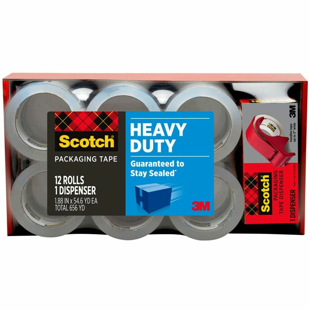 MMM385012DP3 - Use Scotch's strongest packaging tape so even the heaviest packages can withstand rough handing. This tape offers 20 times the strength of acrylic tapes (in sheer holding adhesion power compared to acrylic tapes based on ASTM D3654) so you can seal your boxes with confidence. It seals seams with one strip and keeps boxes closed. Tape meets U.S. Postal Regulations for standard packages. Tape roll includes the Scotch DP300-RD Hand Dispenser with braking device. More from the Manufacturer