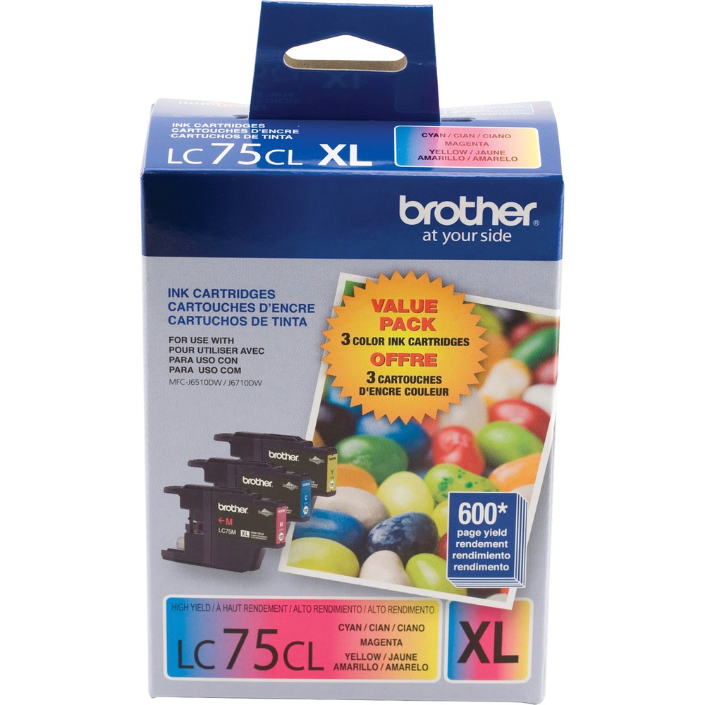 BRTLC753PKS - Color ink cartridges feature Innobella ink technology for print longevity, richer colors and sharper images. Innobella ink is fade-resistant and color-fast to deliver high-quality images that stay vivid for years. Cartridges are designed for use with Brother MFC-J280W, MFC-J425W, MFC-J430W, MFC-J435W, MFC-J5910DW, MFC-J625DW, MFC-J6510DW, MFC-J6710DW, MFC-J6910DW, MFC-J825DW and MFC-J835DW. Each cartridge yields approximately 600 pages.