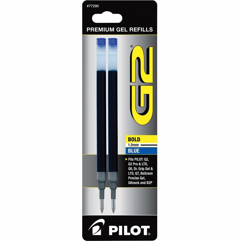 PIL77290 - G2 bold refills are designed for use with Pilot G2, G2 Pro/LTD., G6, Dr. Grip Gel/LTD., Q7, BeGreen Precise Gel, GKnock and B2P. Dynamic gel ink formula delivers smooth, smear-proof writing.