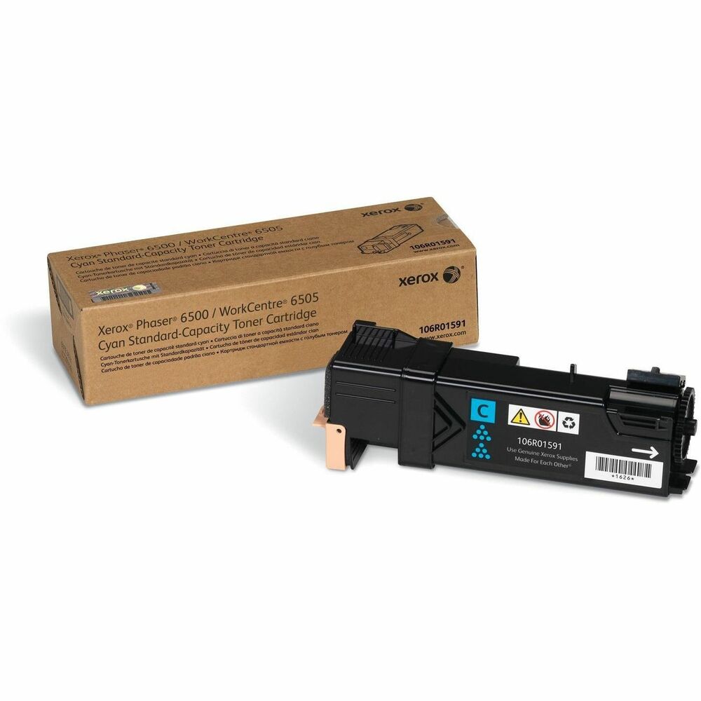 XER106R01591 - Xerox Genuine Phaser 6500, WorkCentre 6505 Cyan Standard capacity Toner Cartridge (1000 Pages) - 106R01591 is specially formulated and tested to provide the best image quality and most reliable printing you can count on page after page. Xerox Genuine Supplies and Xerox equipment are made for each other. Accept no imitations. Compatible toners may risk breakdown of Xerox printers and result in poor print quality and weak colors. With over 75 years' experience, Genuine Xerox Supplies are something you can rely on.