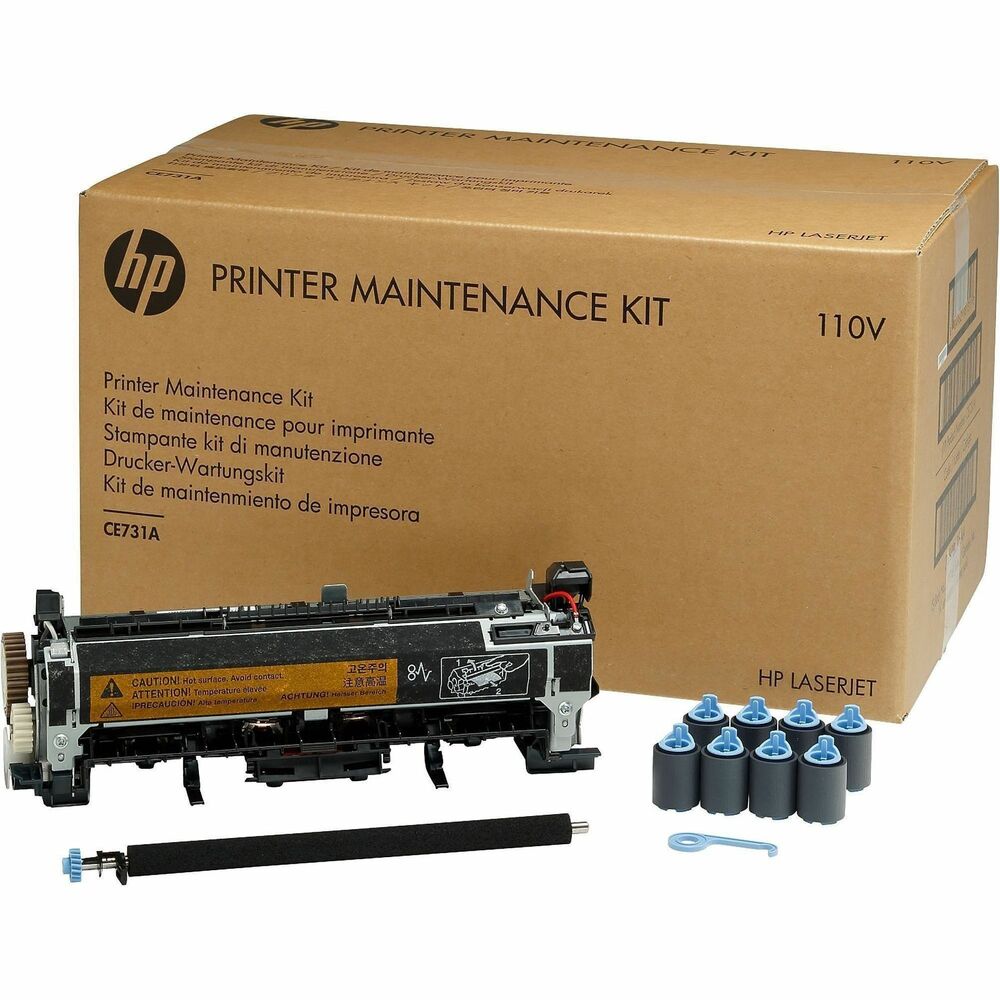 HEWCE731A - HP printer maintenance kits ensure your HP printer remains in working condition and continues providing your workers with the highest print quality possible. Print qualityEnsure your HP printer continues to provide you with optimum print quality with periodic replacement of supplies.EfficiencyHP maintenance kits help ensure your HP printer is always available, helping maximize your business efficiency. HP maintenance kits include user-replaceable parts that work with your HP printer to prompt you when they require maintenance.ReliabilityHP maintenance kits include supplies that are built to last and backed by your HP warranty.