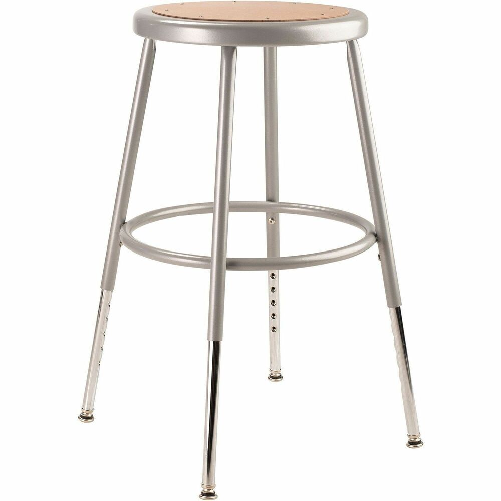 NPS6218H - 6200 Series heavy-duty stools offer stable seating for hands-on educational settings like art rooms, science labs, home economics or shop classrooms. Reliable, durable construction features 18-gauge, steel-tubing frames welded to a 14" diameter seat pan. Round Masonite seats will not warp, chip or crack and provide years of dependable use. Footrest rings securely bond to each leg with four spotwell contact points. Height-adjustable legs extend from 18.5" to 26.5". 