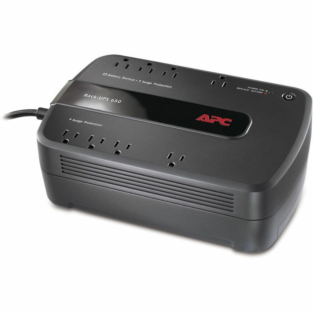 APWBE650G1 - This APC Back-UPS offers power and surge protection for wireless networks, computers, gaming consoles and other electronics in your home or business. The 650VA floor/wall mount UPS has 8 total outlets, 4 of which are battery back up and surge protection, and 4 that are surge protection only. It has a surge energy rating of 340 Joules. This battery backup is designed to power wireless home networking devices (router and modem) for hours during utility outages so you can stay connected and productive. This computer backup offers lifetime guaranteed surge protection with a $75,000 equipment protection policy. The side of this 650VA UPS includes 2 keyhole sockets to easily mount the battery backup on a wall in hard to reach installations. The outlets are arranged with spaces to accommodate both average sized power plugs and transformer block power plugs. Use the included PowerChute software to configure settings and set up automatic graceful shutdown of a connected PC in the event of an extended power outage. Audible alarms provide notification of changing utility power and UPS conditions. Audible alarms can be muted. This UPS has a 3-year warranty and CE product certification. It is compatible with a dedicated user-replaceable battery, and the APC replacement battery cartridge helps restore UPS performance to the original specifications. More from the Manufacturer