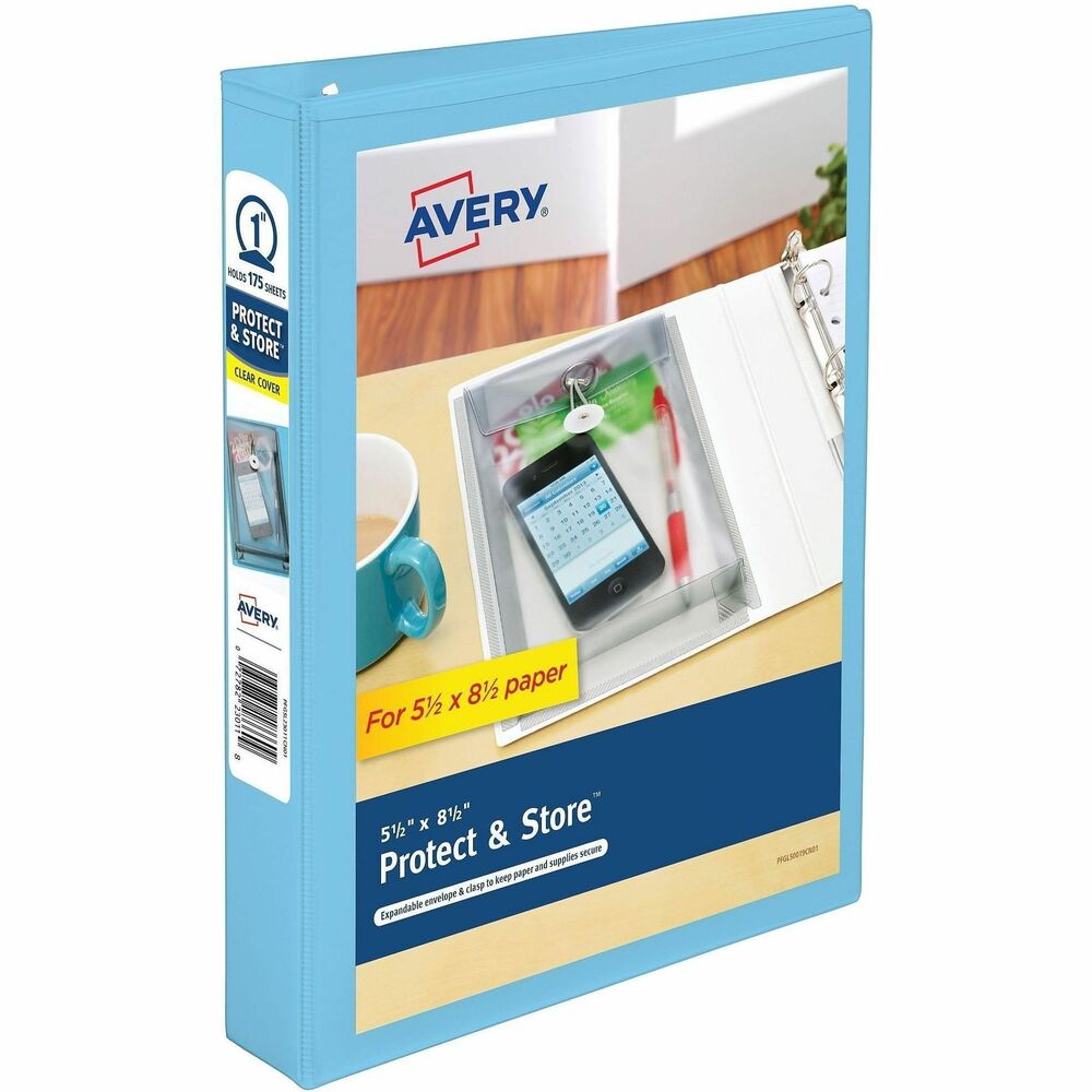 AVE23014 - Mini Durable View Protect and Store Binder will help you shed the stress of organizing your projects and reports in a smaller, compact size. A 175-sheet capacity and fully enclosed pocket provide plenty of room for important 5-1/2" x 8-1/2" documents and other office essentials. The secure clasp prevents paper from falling out. Water-resistant material makes sure that your documents are protected from the elements. Page-turning is no problem thanks to the 1" Gap Free ring design that prevents gapping and misalignment of rings so sheets don't fall out. Durable construction is ideal for frequent reference. More from the Manufacturer