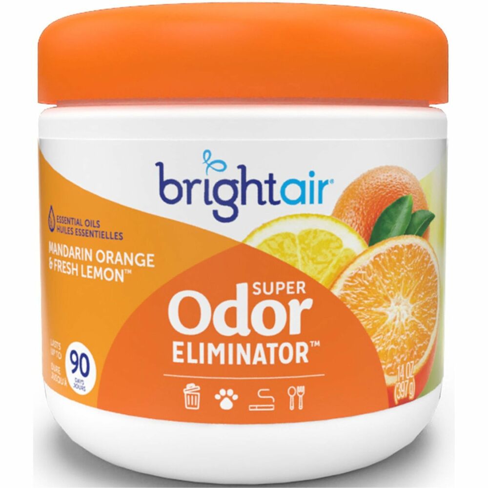 BRI900013 - Transform your everyday odor problems into a pleasant fragrance experience. Practical odor eliminator freshens any space with a natural clean scent while effectively eliminating unwelcome odors. Super Odor Eliminator Air Freshener is safe to use around the office and any other areas you want to keep fresh. Super Odor Eliminator with Mandarin Orange and Fresh Lemon scent freshens up to 90 days.