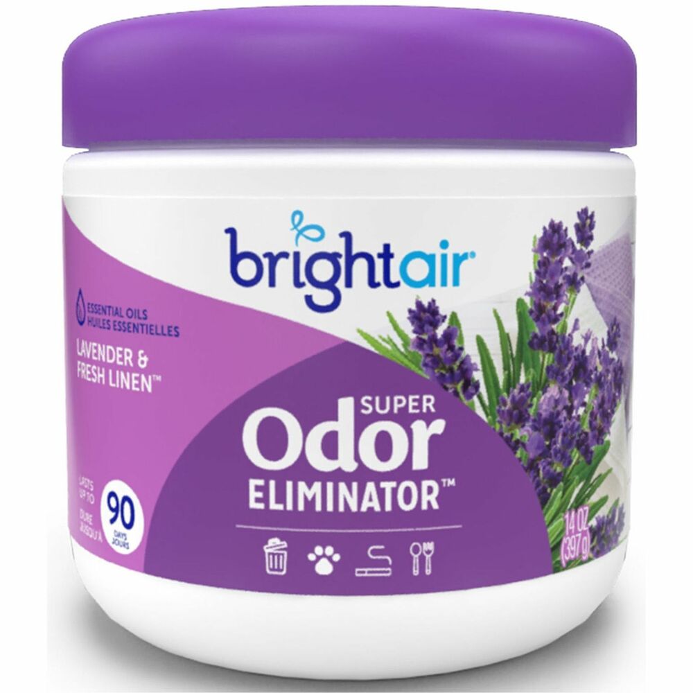 BRI900014 - Transform your everyday odor problems into a pleasant fragrance experience. Practical odor eliminator freshens any space with a natural clean scent while effectively eliminating unwelcome odors. Super Odor Eliminator Air Freshener is safe to use around the office and any other areas you want to keep fresh. Super Odor Eliminator with Lavender and Fresh Linen scent freshens up to 90 days.
