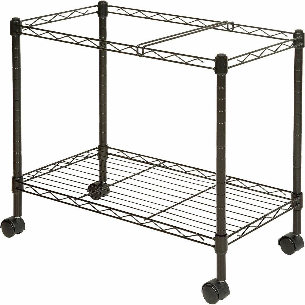 LLR45651 - Wire file cart offers one tier of mobile filing and a storage shelf to organize projects anywhere in your office. Letter-size folders can be placed in two rows for front-to-back filing or one lengthwise row on the file frame. The bottom shelf can be used for storage or transporting essential project supplies. File frame accommodates both letter-size and legal-size hanging file folders. Wire cart is made of sturdy steel construction with a scratch-resistant, powder-coat finish. Two of the four swivel casters lock so you can secure the cart by your desk or file cabinet with no concern of it rolling away.