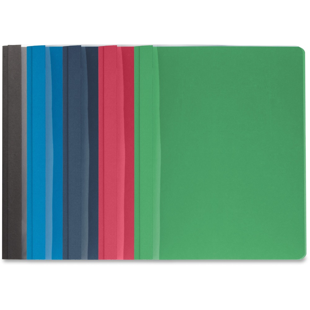 BSN78519 - Report covers feature a clear cover for easy customization for your presentations and fasteners that hold a stack of papers up to 1/2" thick. Clear front cover is nonstick so it won't lift print from your reports. Traditional, textured paperback cover supports your important presentations. Interior, three double-prong fasteners hold up to 100 sheets of letter-size paper.