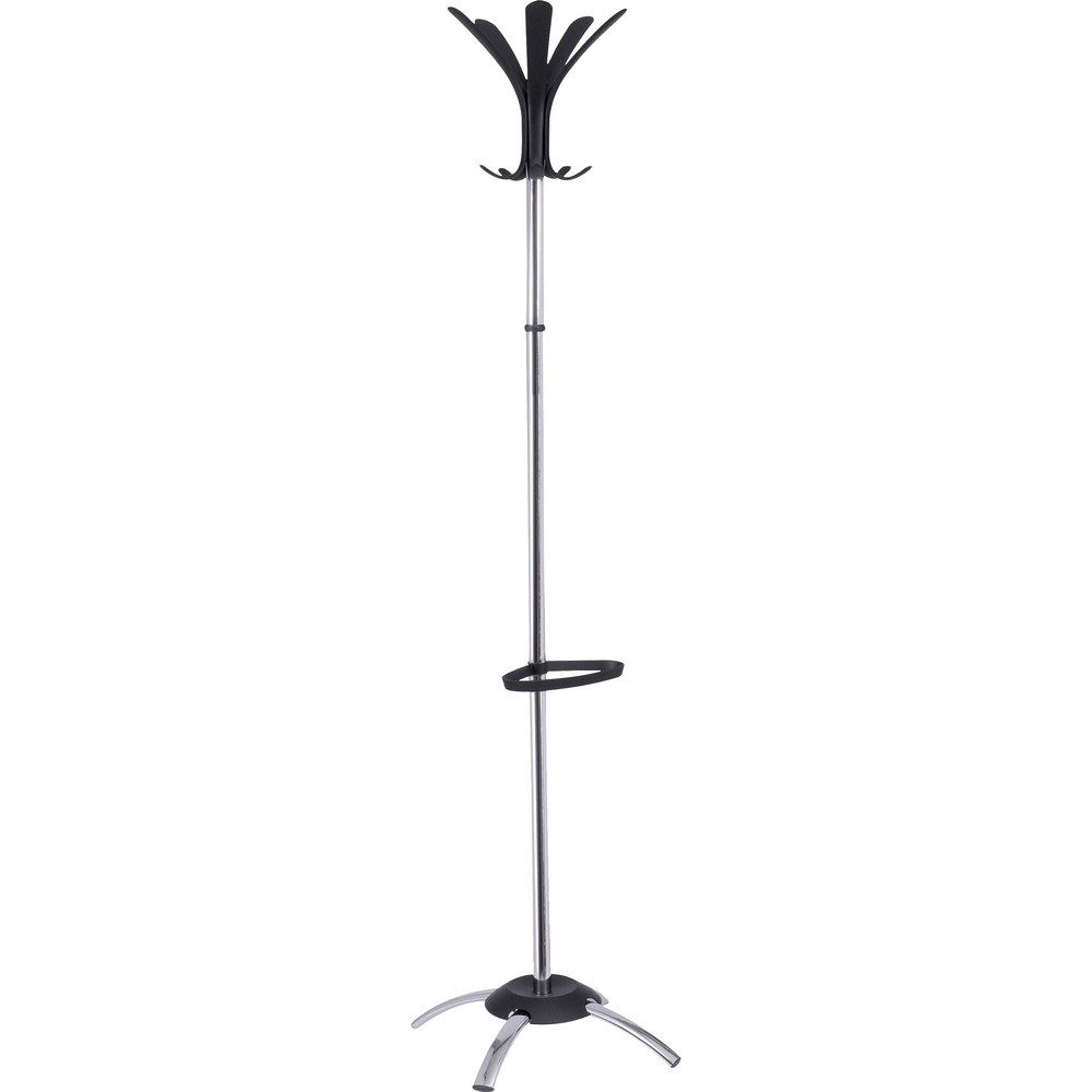 ABAPMCLEO - Coat stand offers plenty of room to hang clothes and accessories. Ideal for high-capacity lobbies and reception areas. The large tips on coat pegs are gentle on clothes. Large metallic crossed base delivers great stability. Elegant tube features a chrome finish for a sleek, professional look. Freestanding coat stand holds up to 10 coats, and the built-in umbrella holder can hold up to four umbrellas.