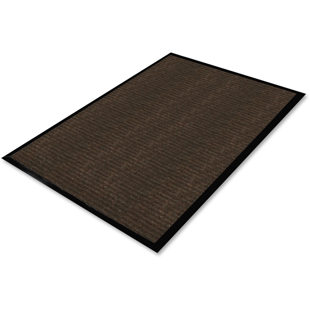GJO02401 - Floor mat features a dual-ribbed carpet top that cleans dirt and moisture from shoes, capturing both on contact and trapping them in the floor mat. Carpet top is made of polypropylene for durability. The smooth vinyl backing is chemical-resistant in case of spills. Floor mat is recommended for hard surfaces.
