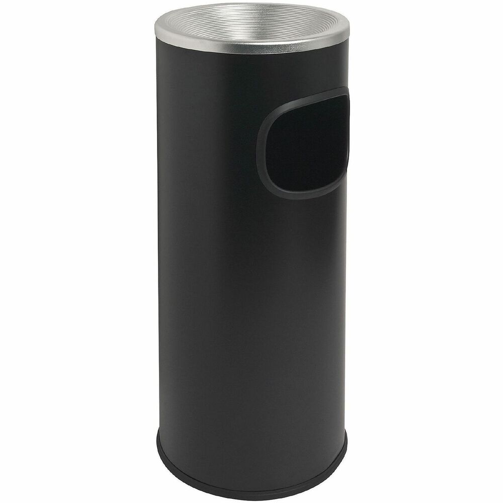 GJO58884 - Ashtray waste receptacle offers easy disposal of cigarettes and trash at one location. Slim, efficient design is ideal for smaller traffic areas. Removable lid allows easy disposal of ashtray contents and full access to the trash can. Waste receptacle includes galvanized liner beneath and is made from fire-safe stainless steel and aluminum construction. Receptacle is recommended for indoor use only.