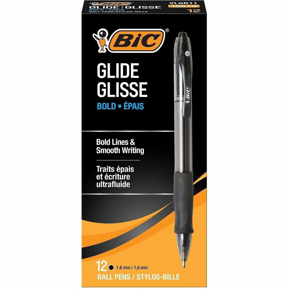 BICVLGB11BK - Velocity Ballpoint Pens feature the Easy-Glide System, BIC's exclusive ink technology for smoother writing and bolder, more vivid lines. Semi-translucent barrel matches ink color. Use plunger at top to retract the 1.6mm bold point. Barrel also features a contoured rubber grip for comfort and control, and a handy clip to attach pen to notebooks, pockets and more.