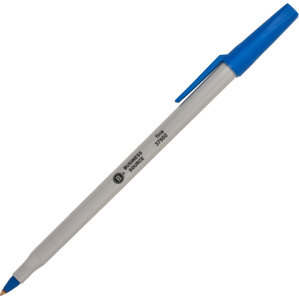 BSN37502 - Ballpoint stick pens deliver smooth writing and water-resistant ink. Ink color matches the end plug and molded plastic cap. Cap includes a convenient pocket clip to attach pen to notebooks, pockets and more.