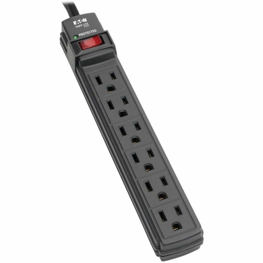 TRPTLP6B - Surge protector with 6 outlets features a surge protection rating of 360 joules to defend your sensitive electronic components against unexpected surges and spikes. Versatile design protects all three wires used in residential power outlets with both a full normal mode (H-N) and common mode (N-G/H-G). It also filters out electromagnetic interference (EMI) and radio frequency interference (RFI) that can disrupt your electronics and inflict hardware damage or data loss. An integrated, 15A circuit breaker protects all outlets and shuts down connected equipment in case of an overload. The lighted on/off switch provides one-touch control over your connected equipment. A diagnostic LED lets you quickly see when your electronics are protected. The 6' AC power cord with NEMA 5-15P plug reaches nearby outlets to fit easily into your workstation or home theater setup. Keyhole slots incorporated into the bottom panel provide convenient wall or desk mounting options for easy access to power. More from the Manufacturer