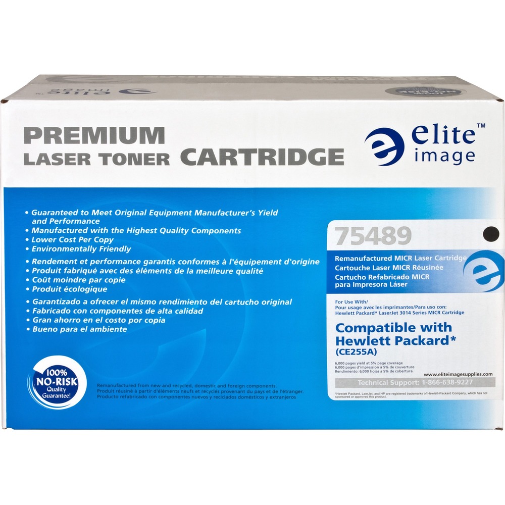 ELI75489 - Replacement MICR toner cartridge is designed for the HP LaserJet Printers 3015d, P3015n, P3015dn and P3015x. Toner contains magnetic image character-recognition ink for security purposes in printing checks. Cartridge yields approximately 6,000 pages. Elite Image is ISO certified. More from the Manufacturer