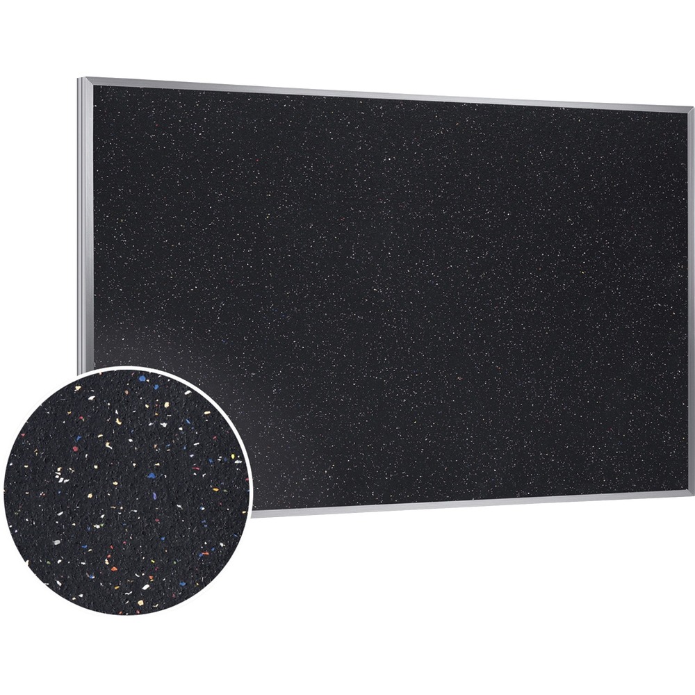 GHEATR45CF - ATR Rubber Bulletin Board features materials that are fully recyclable. Board tack surface is manufactured using recycled rubber. Frame is made of anodized aluminum with a satin finish and contains post-industrial material. Confetti rubber surface is self-healing and holds up under the most demanding condition. Bulletin board is easy to maintain while resisting stains and fading.