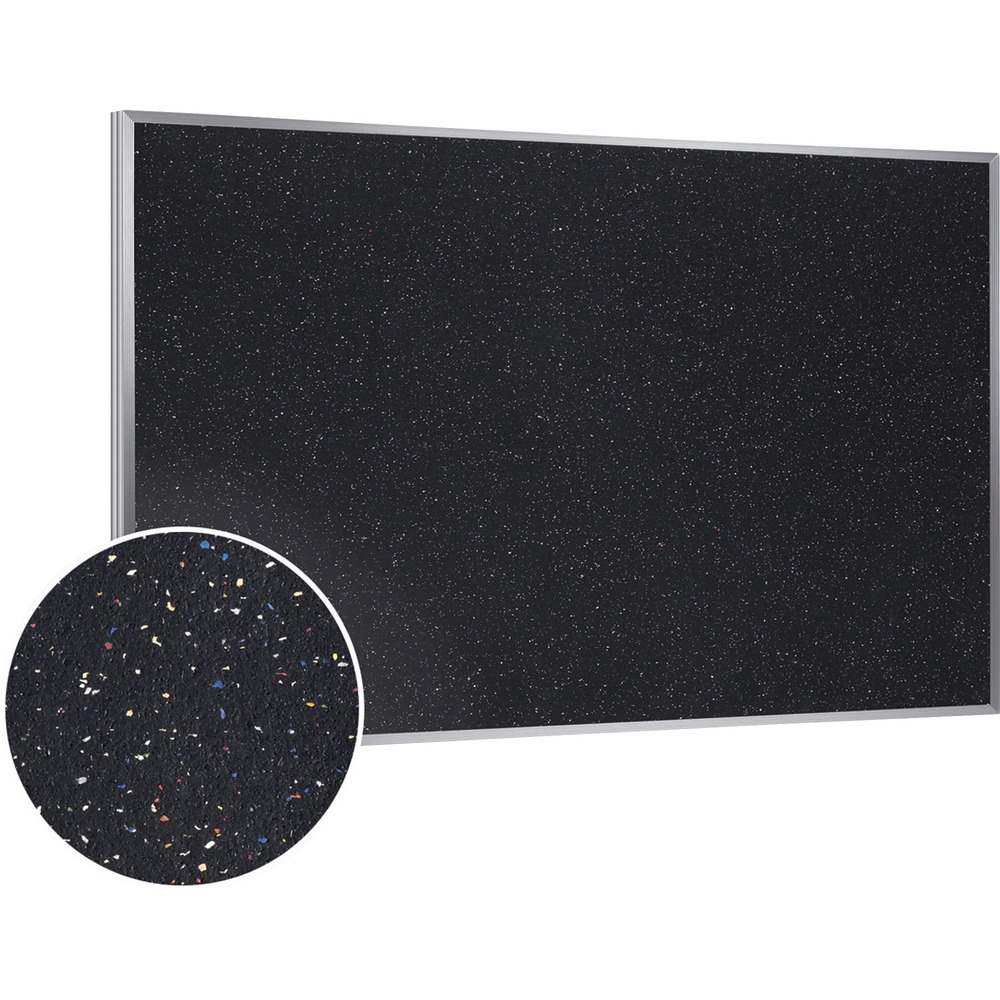 GHEATR35CF - ATR Rubber Bulletin Board features materials that are fully recyclable. Board tack surface is manufactured using recycled rubber. Frame is made of anodized aluminum with a satin finish and contains post-industrial material. Confetti rubber surface is self-healing and holds up under the most demanding condition. Bulletin board is easy to maintain while resisting stains and fading.