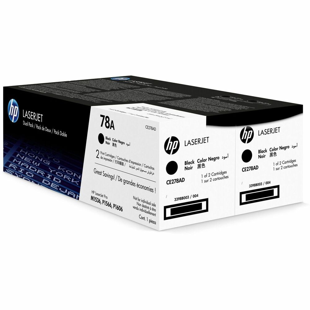 HEWCE278AD - Easily print professional-quality reports, letters and invoices using this HP Original LaserJet Toner Cartridge. Intelligence built into the toner cartridge helps to optimize print quality and reliability. Toner produces bold, crisp text and sharp images in your HP LaserJet P1566, P1606 and M1536. The smaller cartridge and efficient toner use allow a small printer footprint. Install in a snap with HP's all-in-one cartridge design that makes replacing a toner cartridge quick and easy. Each cartridge yields approximately 2,100 pages. More from the Manufacturer