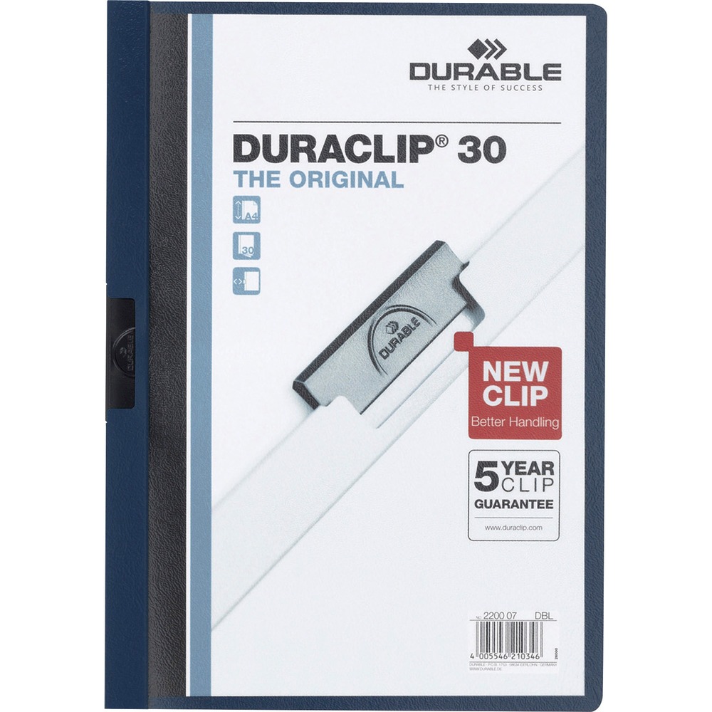 DBL220328 - Report cover requires no hole-punching. Ideal for reports and presentations. A strong memory clip expands to hold contents securely and returns to its original size after use. Back and spine offer a vibrant color while front cover is made of clear, sturdy vinyl to show off contents while protecting them from the elements and accidents. Capacity is 30 sheets. More from the Manufacturer