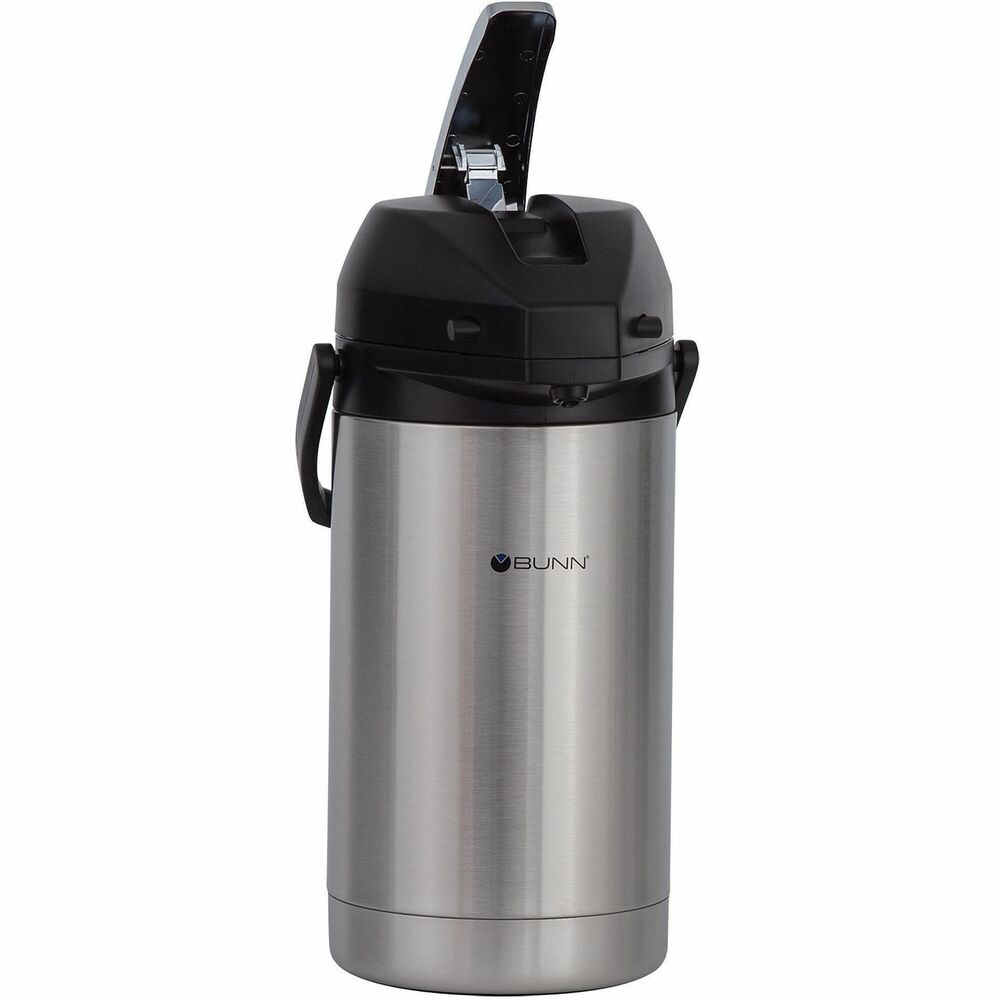BUN321300000 - 3-liter airpot keeps beverages hot for hours. Removable, brew-through insert offers a quick and easy way to clean the airpot. Stainless steel lining and brushed stainless steel exterior provide a sleek look that's perfect for use in any setting. Lever action easily dispenses your hot beverage.