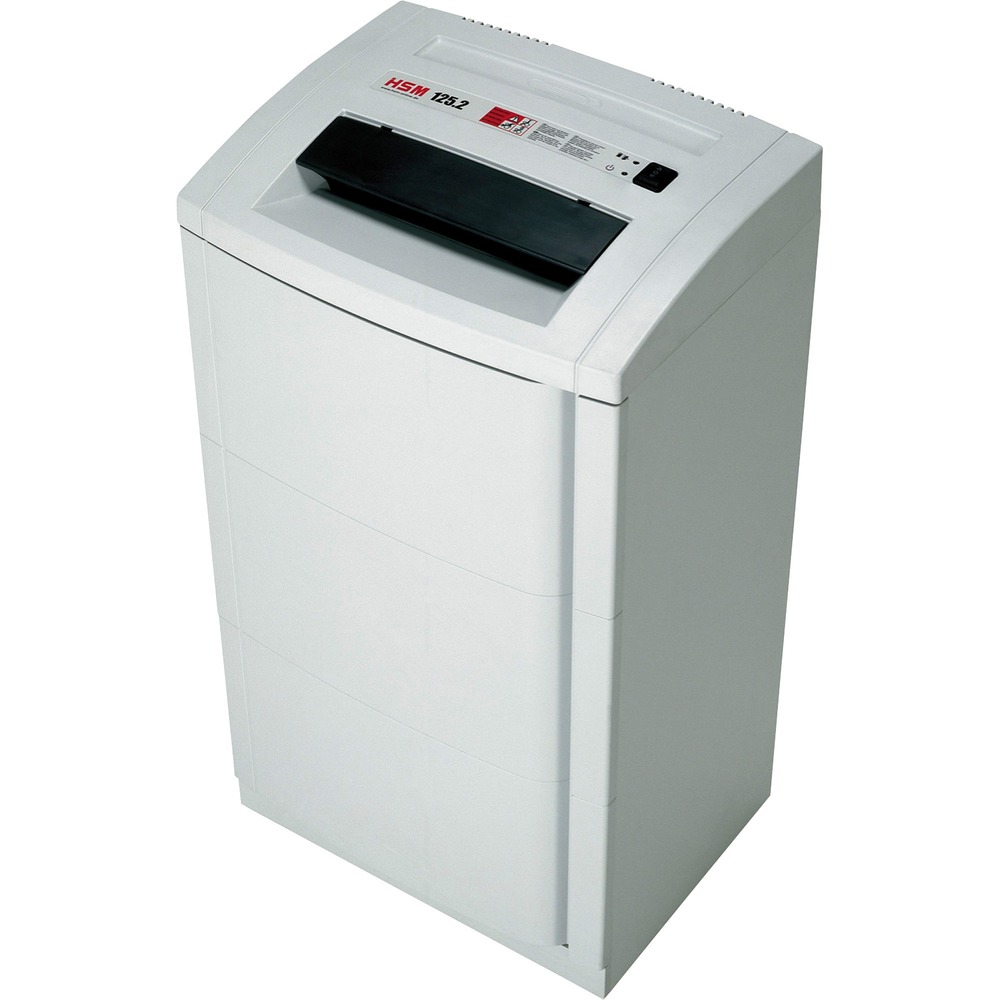 NSN5983988 - Cross-cut shredder provides high performance for deskside use. Shred 16 to 18 sheets into 1/8" x 1-1/8" confetti in one pass (Security Level 3). Shredder also shreds credit/store cards and CDs/DVDs as well as floppy disks. Design includes a 10" paper entry, modern electronic controller, photoelectric cell for automatic start/stop control, on/off switch with integrated reversing function, safety element above paper intake, and standby mode with LED indicator. Shredder stops automatically when the 20 gallon container is full and the door is open. Shredder also includes a reusable waste bag.   