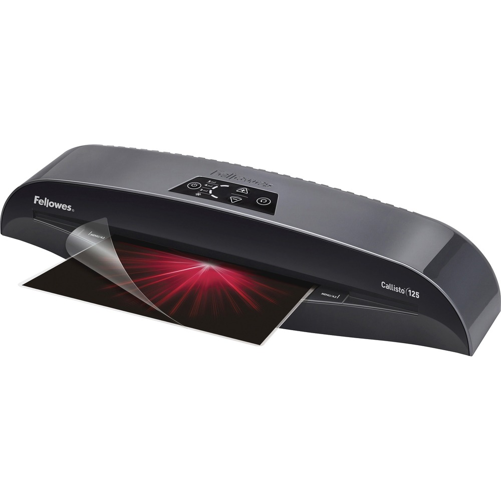 FEL5729101 - Designed for small office applications, the Callisto 125 Laminator accommodates 12-1/2" wide documents and features HotSwap Technology that allows you to instantly change pouch and document thickness without waiting. Unique HeatGuard Technology keeps heat inside so the laminator is comfortable to touch. Use the three temperature settings for laminating both 3 and 5 mil hot pouches and cold self-adhesive pouches. Laminator is ready for heated lamination in 1 minute and laminates 19" per minute. Reverse mode disengages pouch for re-centering or removal. Auto shutoff prevents overheating when not in use. Carrying handle allows easy transport. Laminator also includes exit sensor with auto reverse, exit tray, color refresh and a laminating starter kit. More from the Manufacturer