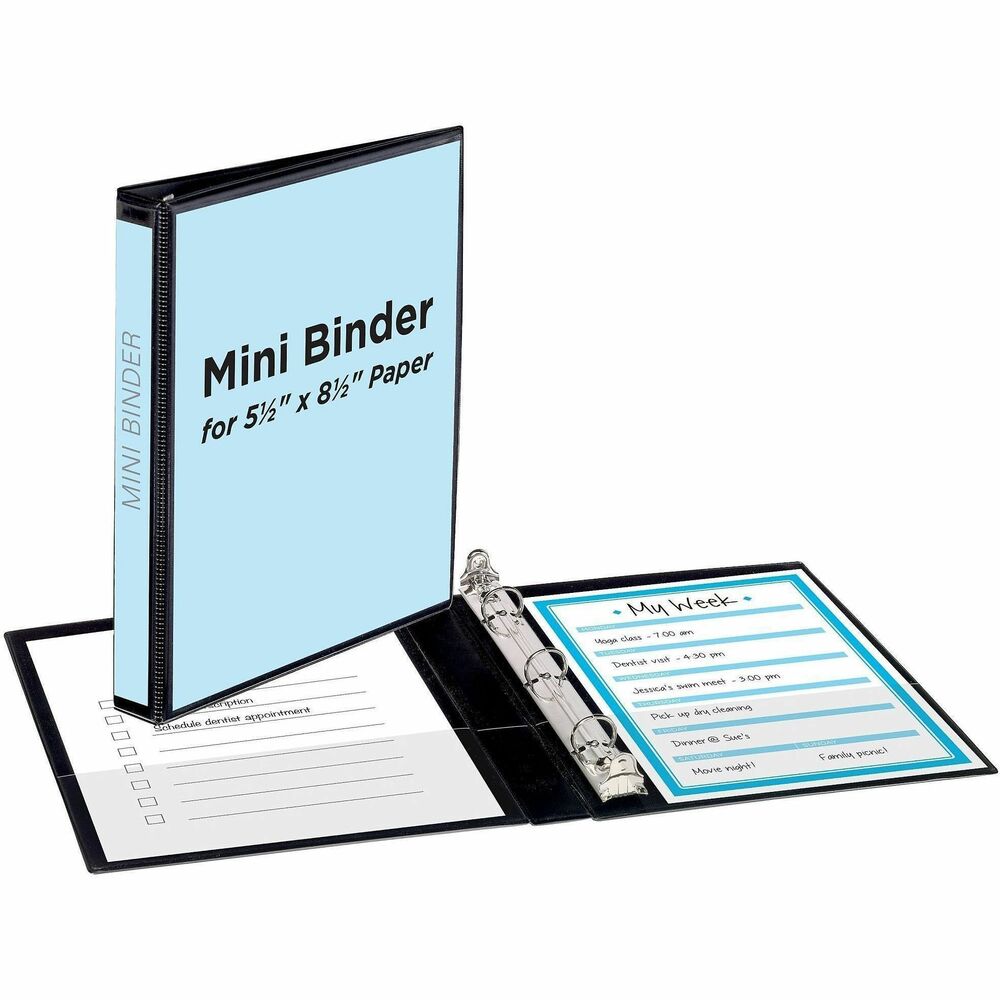 AVE27725 - Small size of the mini view binder makes it easy to organize and store notes, phone numbers, addresses and other important information that you can easily take on the road for quick reference. Durable construction is ideal for frequent reference. Snap in your three-hole punched materials into the metal round rings. Gap Free rings prevent gapping and misalignment. Back-mounted rings let pages lie flat. 1/2" ring capacity accommodates approximately 100 sheets. Two interior pockets offer improved organization and storage. Each pocket holds up to 20 sheets. Customize the cover by slipping an insert with your own graphics, photos and designs into the overlay on the front, spine and cover. Binder also features a sturdy chipboard core. More from the Manufacturer