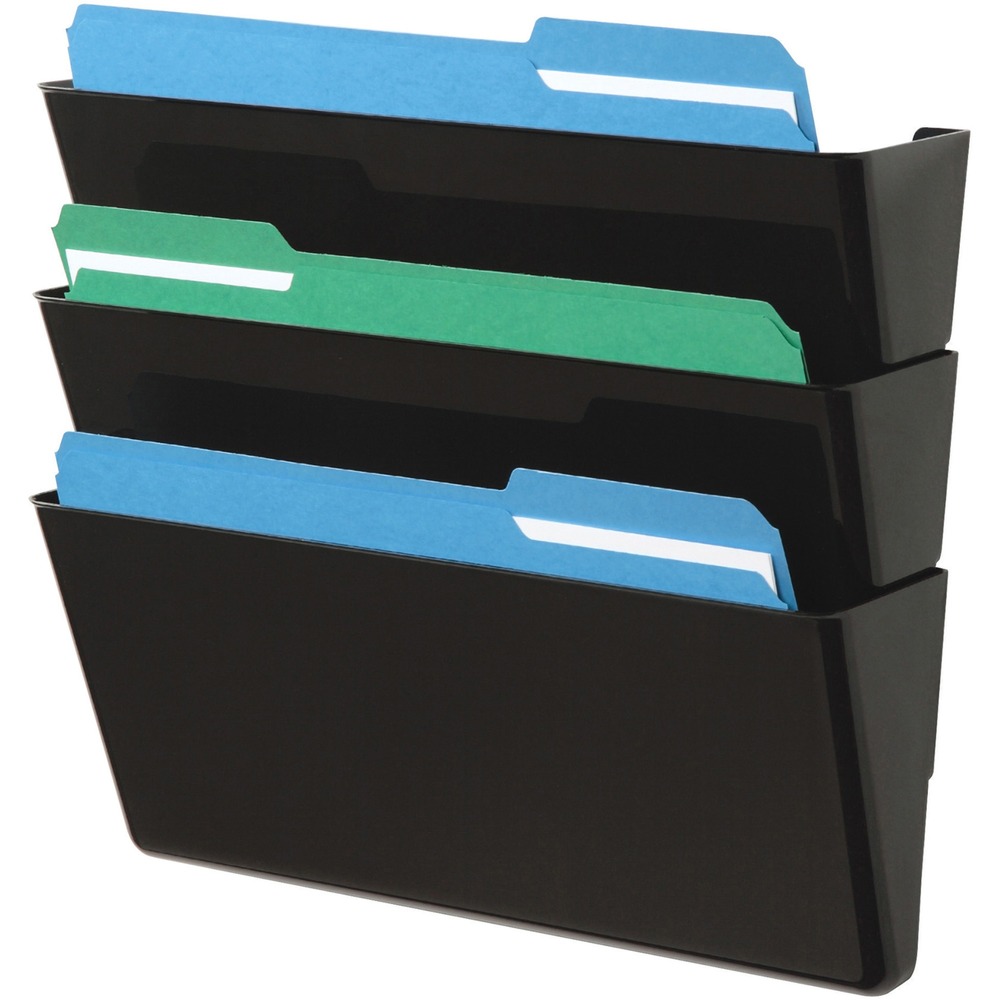 DEF73604 - Wall DocuPocket offers easy storage for your letter-size files and documents. Three stacked pockets include linking pins and mounting hardware. Linked pocket height expands from 14" to 19". Pockets are attached to each other. Set of wall pockets is compatible with Deflecto EZ Link Partition Brackets to hang wall pocket over the cube wall and EZ Link Magnets (both sold separately) to attach to magnetic surfaces.