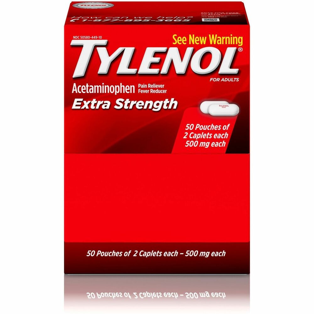 JOJ44910 - Tylenol Extra Strength caplets help reduce fever and provide temporary relief of minor aches and pains. From the doctor-recommended brand of pain reliever, each caplet contains 500 mg of acetaminophen for effective, extra-strength pain relief. Both a fever reducer and pain reliever, it relieves minor aches and pains due to headache, backache, toothache, minor pain of arthritis, the common cold and premenstrual/menstrual cramps. When used as directed, it has an excellent safety profile and can be used by adults and children 12 years and older.