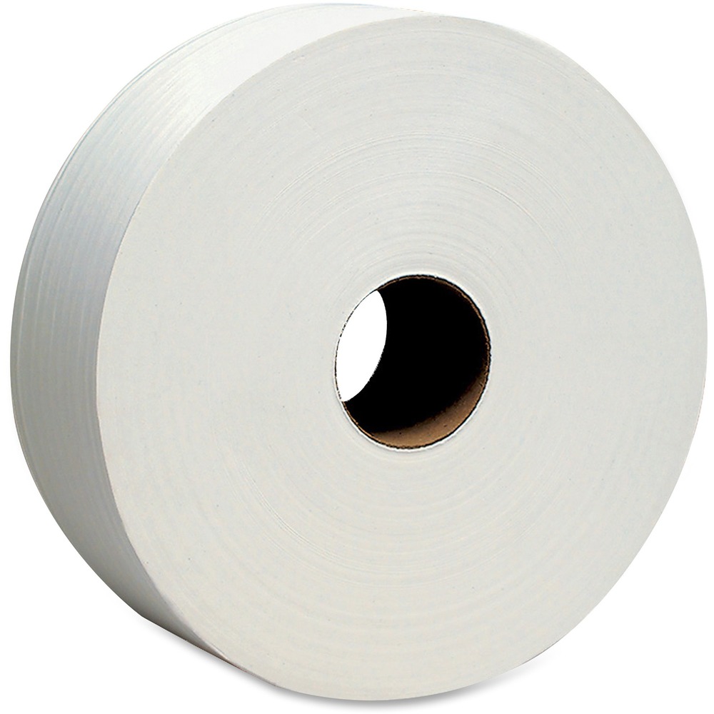 KCC07827 - Scott Two-ply JRT Jumbo Roll Tissue is the reliable and practical choice. One roll of this high-capacity tissue equals nearly 10 standard rolls. This system is ideal for those high-traffic areas by helping reduce runouts and refills. Tissue meets EPA Standards for minimum post-consumer waste content. Roll of tissue is compatible with K-C Professional Cored JRT Combo Unit Bathroom Tissue Dispensers.
