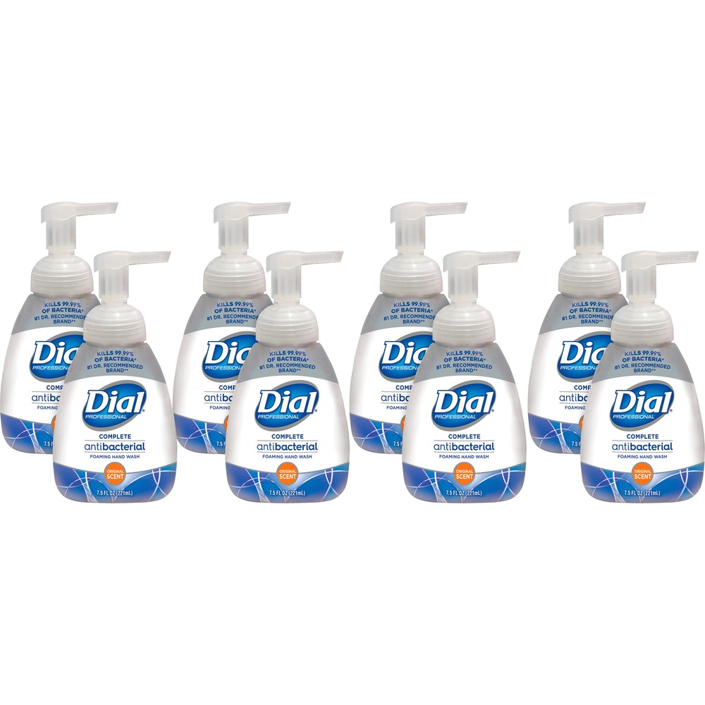 DIA02936CT - Foaming Handwash features a patented "Activated Triclosan" technology that provides superior germ-killing capability compared to similar products. Hypoallergenic formula includes skin conditioners that are soothing to the skin, promoting frequent handwashing. Dial Complete in pump bottle provides nearly three times the number of handwashes than a traditional bag-in-box soap.