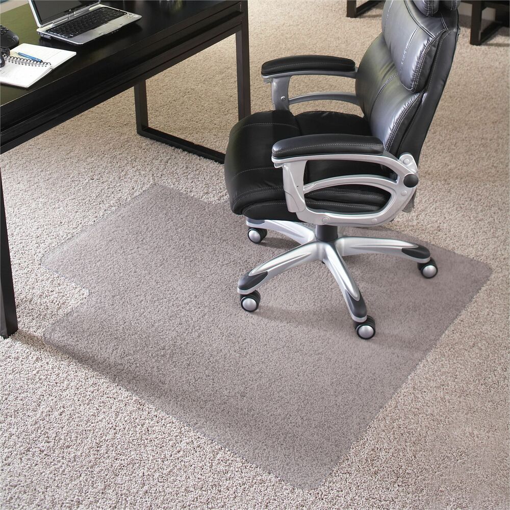 EverLife EverLife Chair Mat with Lip - Pile Carpet, High Pile Carpet - 48" Length x 36" Width - Lip Size 10" Length x 20" Width - Rectangular - Vinyl - Clear - 1 Each