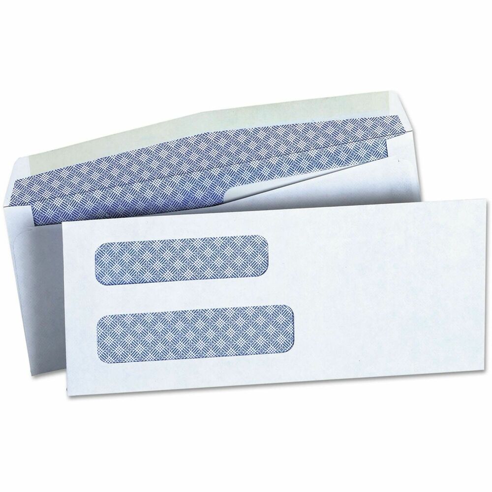 UNV36300 - These envelopes are designed with two windows, one for the recipient's address and another for the return address. This feature eliminates the need for manual addressing. Equipped with security tint on the inside that protects sensitive information.
