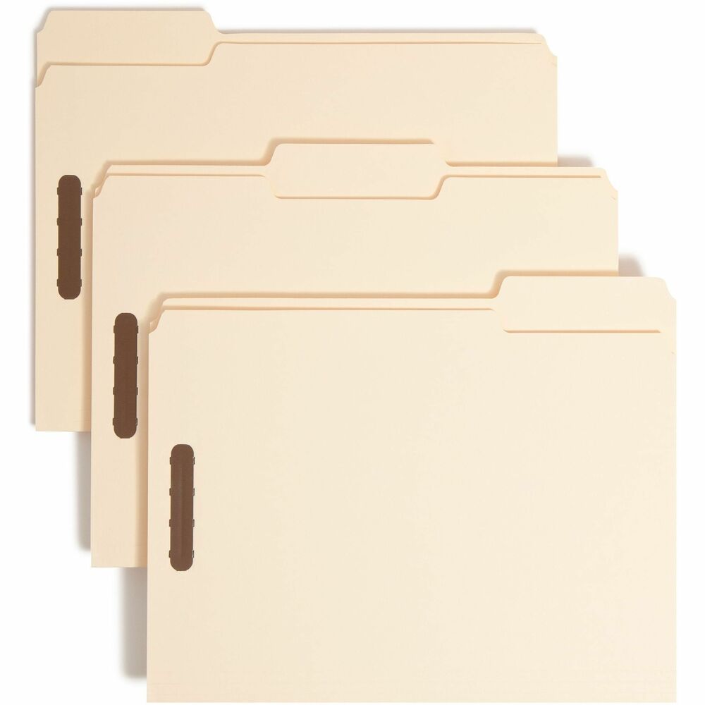 SMD14600 - Heavy-duty fastener folders feature a thicker paper stock that will stand up to the challenges of frequent or long-term use. Two fasteners per folder provide two separate filing surfaces and a secure way to organize your letter-size documents. 1/3-cut tabs are in assorted positions for easy access. Fastener folders are scored for 3/4" expansion and are made of 18 point manila stock.